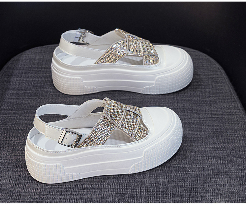 Womens Platform Sandals SlipOn Minimalist Summer New ClosedToe Bestseller Rhinestone HollowOut Breathable detail