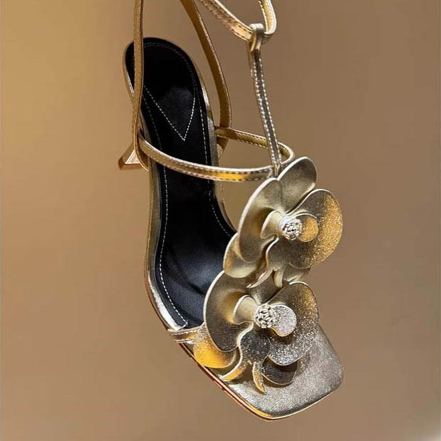Womens High Heel Summer Sandals Flower details fashion strap sandal shoes product view