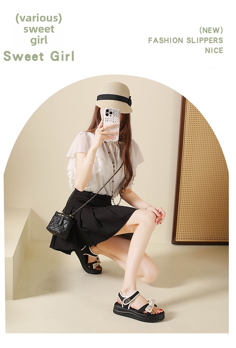 Soft Cushioned Platform Toe Casual Roman Sandals Women Summer Outdoor New Style Featuring Velcro Straps detail