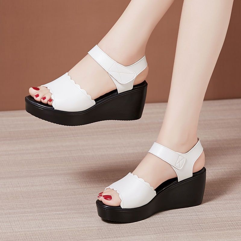 Summer New Platform Wedge Sandals Open Toe SlipOn Comfort Thick Bottom Fish Mouth PU Women detail
