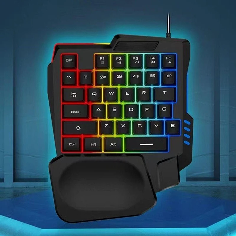RGB Gaming Keyboard Single Hand Mini USB Ultraslim Wired 35Keys OneHandedly Backlight Keyboard For Computer PC Laptop detail