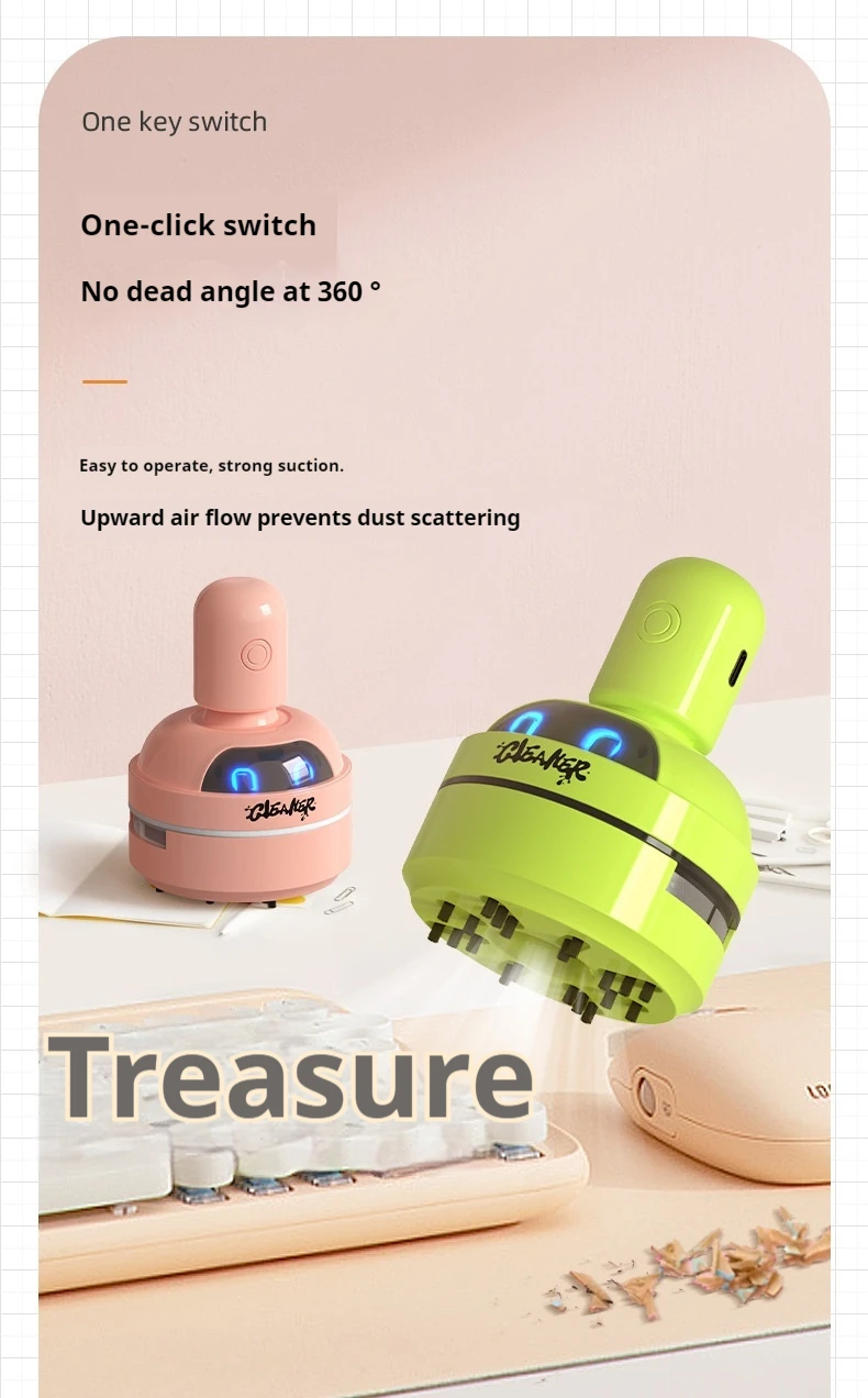 Desktop Cleaner Vacuum Cleaner Cartoon Mini Portable For Eraser Pencil Shavings Dust Cleaning For Keyboard Desk Table detail