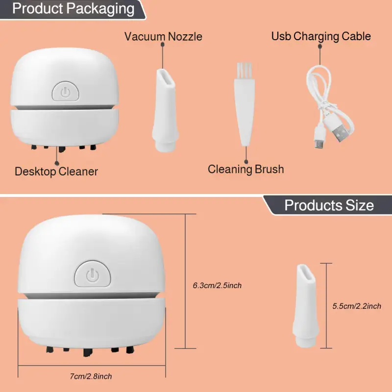 Desktop Cleaning Vacuum Cleaner Home Mini Portable Keyboard Silent Cleaner for Office Sofa Floor Study Desk Pencil Shavings product view