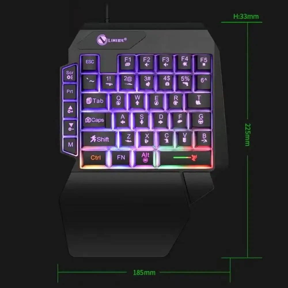 Mini One Handedly Keyboard USB Luminous Single Hand Keyboard 35 Keys Ultraslim Gaming Mechanical Keyboard Desktop PC product view