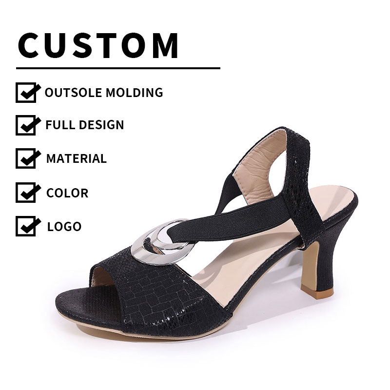 New Style Woman Shoes Sexy Luxury High Heels Sandals Ladies Shoes Water Drop Shoe Buckle PU D-shaped Slim Heel 6.5ccm JP034