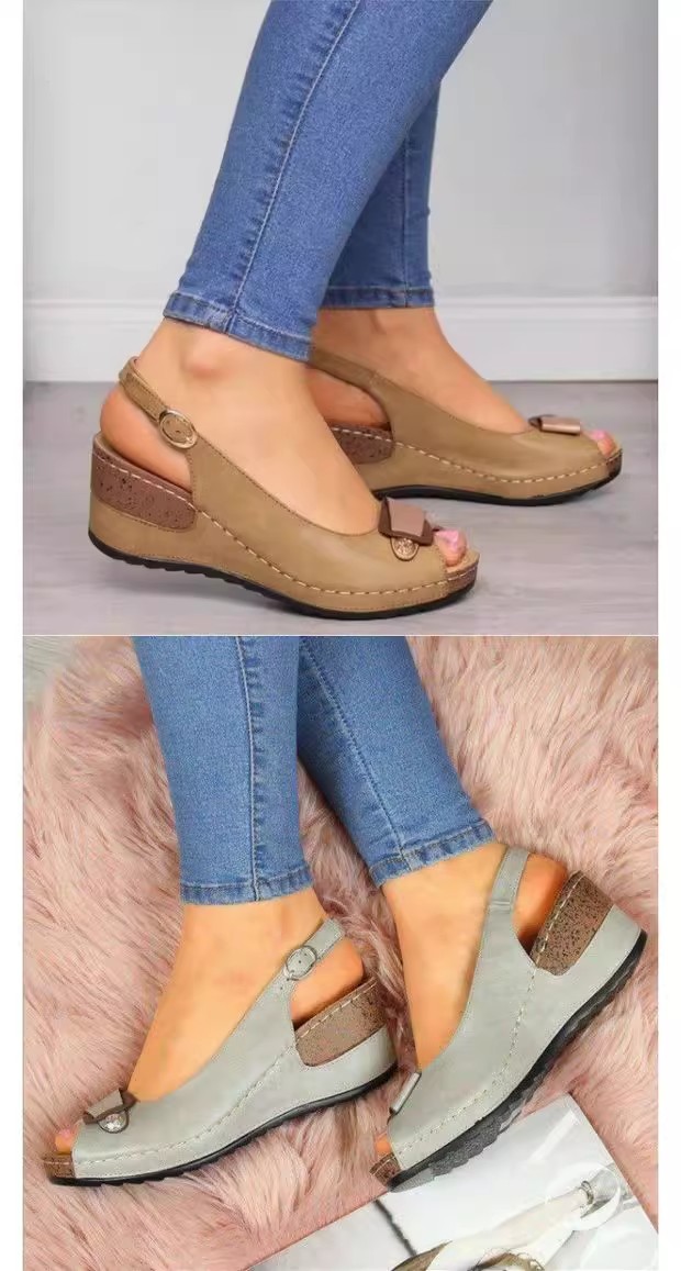 Womens Plus Size Blue Sandals with Genuine Leather Lining Party Shoes for Girls detail
