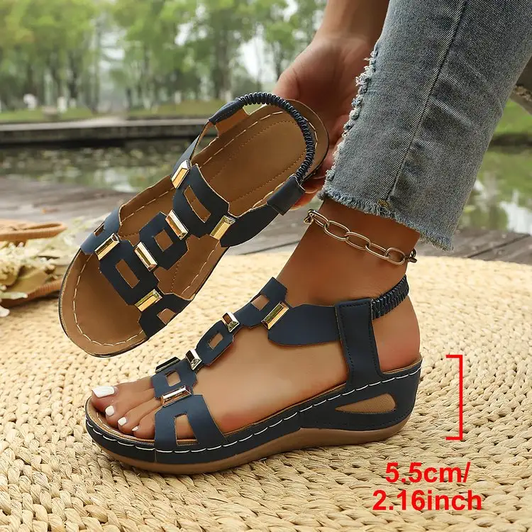 Fashion New Style Comfortable Slope Heel Beach Sandals Spring and Autumn Round Head Sexy and Elegant Casual Sandals for Womens product view