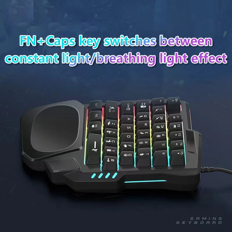 RGB Gaming Keyboard Single Hand Mini USB Ultraslim Wired 35Keys OneHandedly Backlight Keyboard For Computer PC Laptop detail