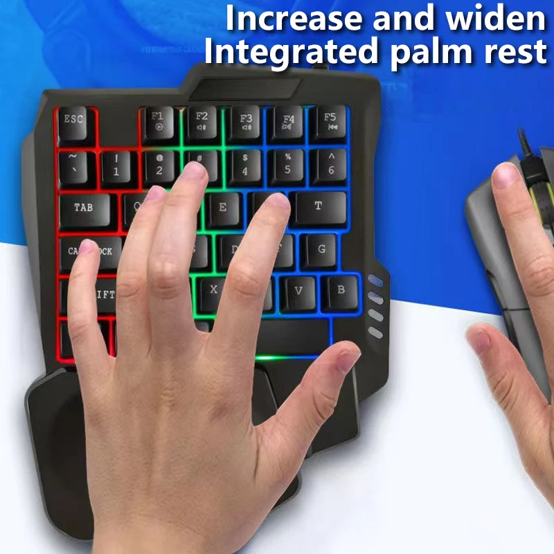RGB Gaming Keyboard Single Hand Mini USB Ultraslim Wired 35Keys OneHandedly Backlight Keyboard For Computer PC Laptop detail