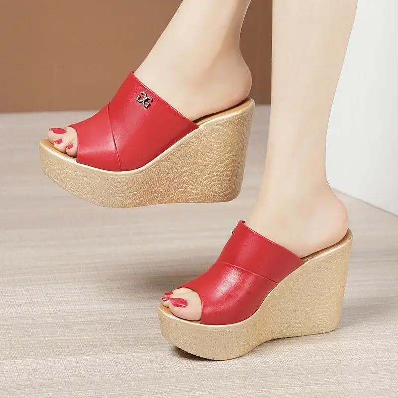 Designer Summer Ladies Slippers New Fashion Thick Sole Wedge Women's Sandals High Heel Sandal Open Toe Fish Mouth Shoes