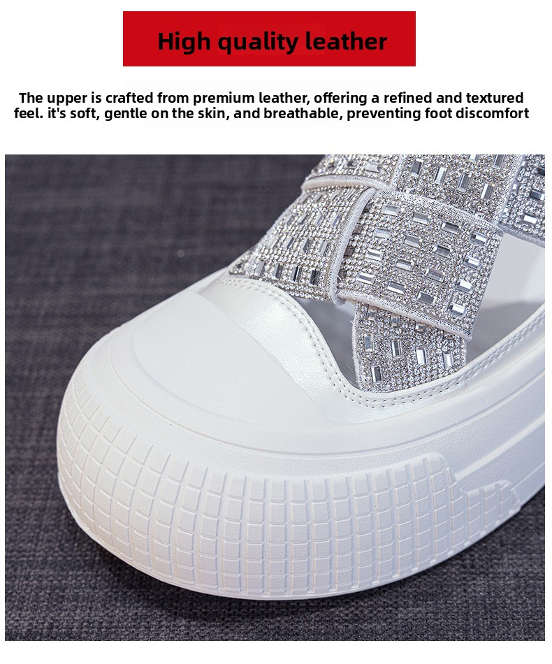 Womens Platform Sandals SlipOn Minimalist Summer New ClosedToe Bestseller Rhinestone HollowOut Breathable detail
