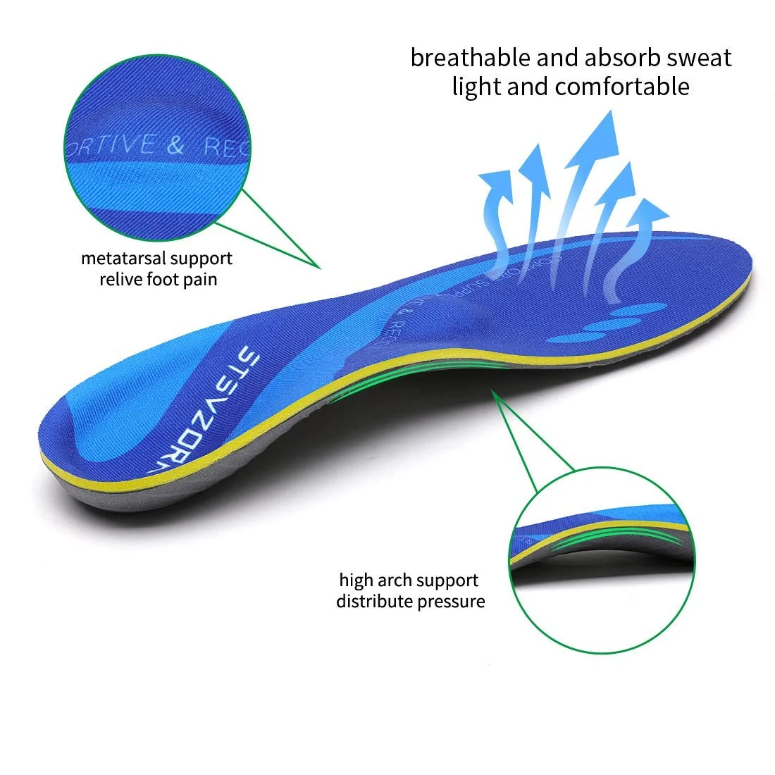 Arch Support Orthopedic Insoles Sneaker Plantar Fasciitis Orthotic Shoes Inserts Flat Feet Heel Pain Athletic Cushion Pad detail
