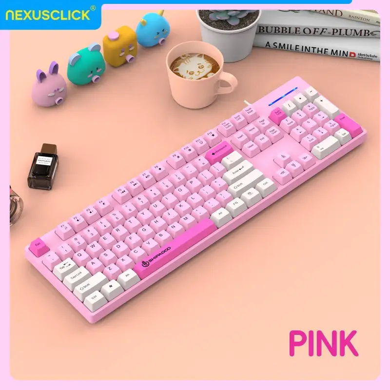 24G Wireless Office Keyboard Mouse Set104 Full Size TriColor Keycaps Ergonomic with 3 Adjustable DPI for PC Laptop product view
