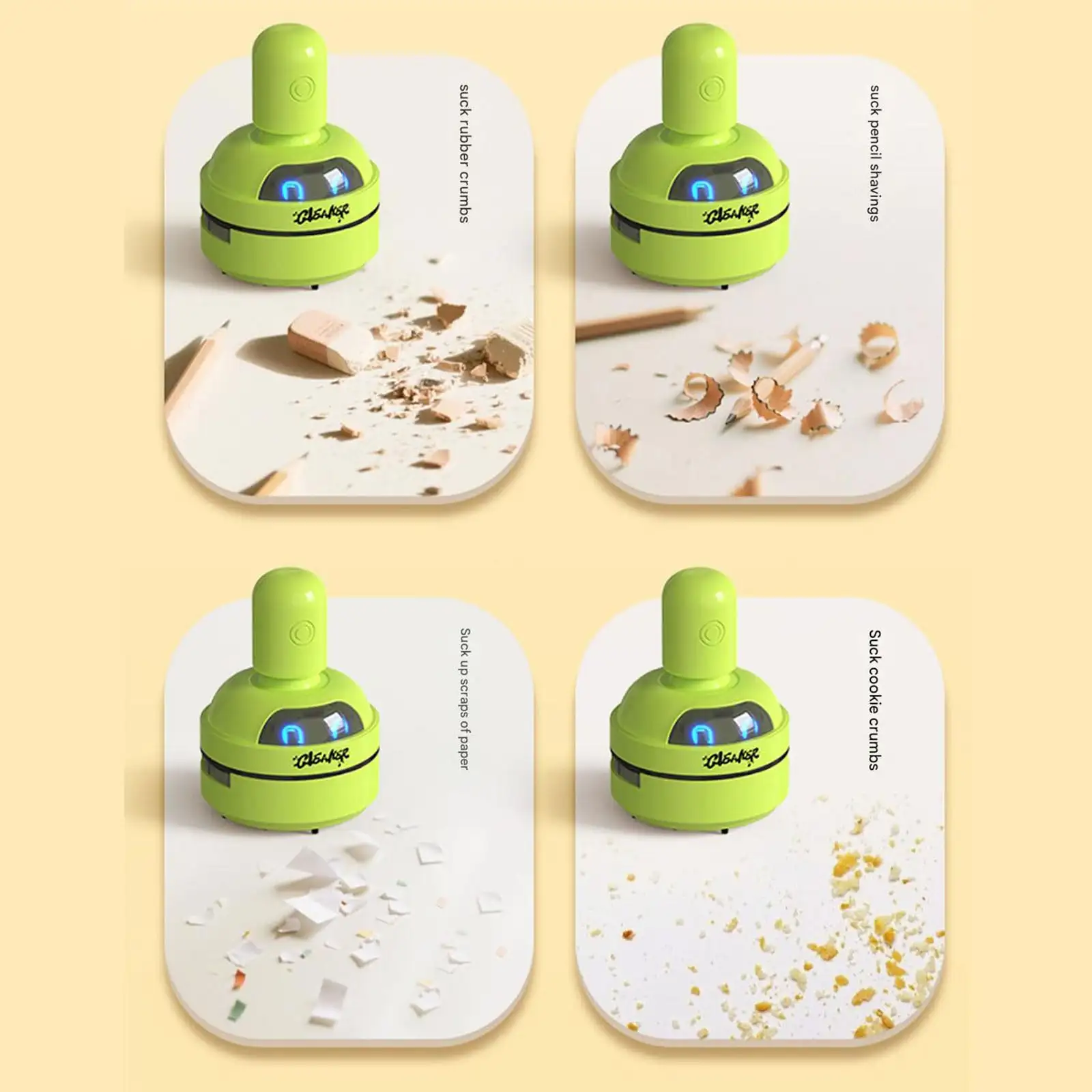 Cute Robot Desktop Vacuum Cleaner White USB Rechargeable Strong Suction for Home Office School Desk Cleaning product view