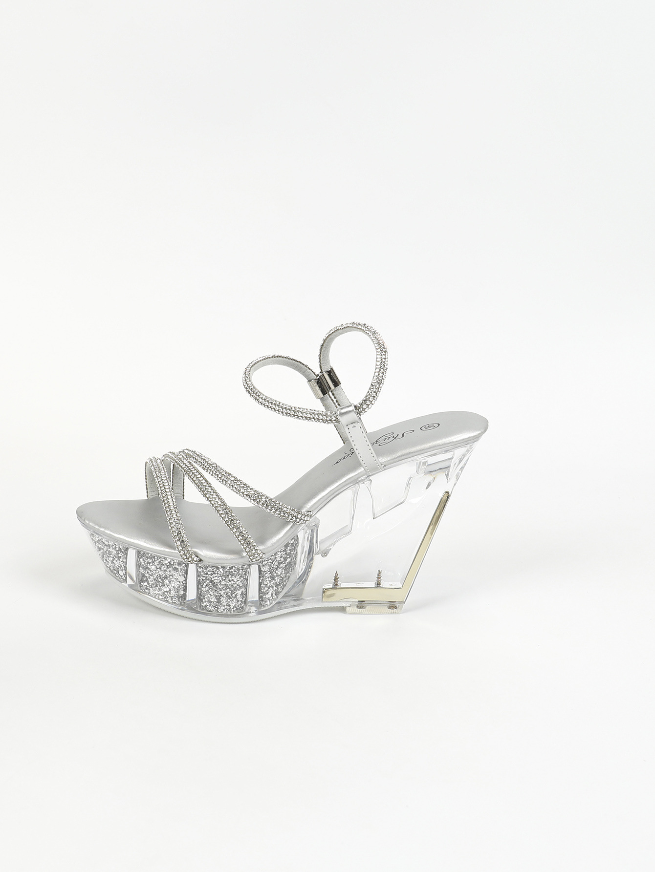 Womens Platform Sandals Rhinestone Slope Heel 11CM Nightclub High Heels Trendycatwalk Pole Dance Crystal Sole LFD11 detail