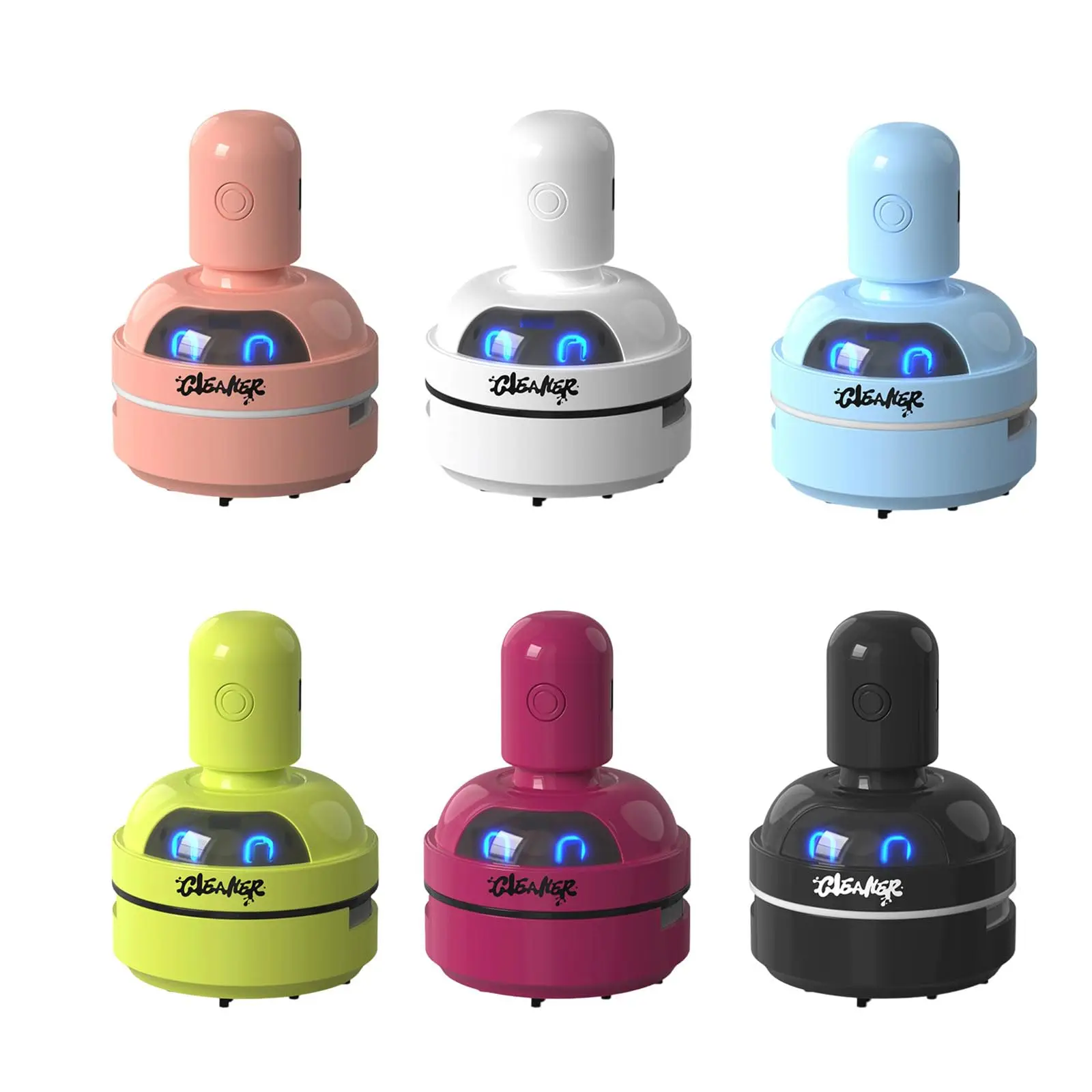 Cute Robot Desktop Vacuum Cleaner White USB Rechargeable Strong Suction for Home Office School Desk Cleaning detail