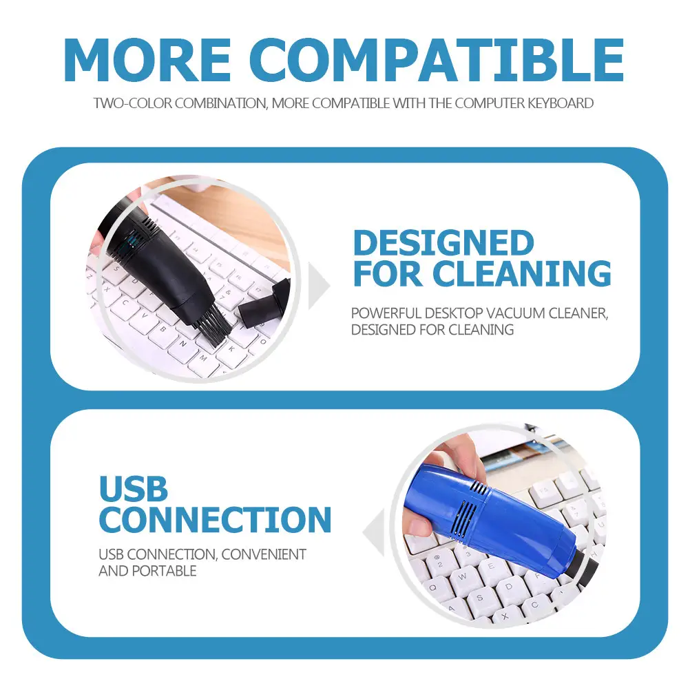 2Pcs Keyboard Cleaner USB Mini Vacuum Handheld Computer Cleaner Detachable Dust Cup High Efficient Filtration System for Desk product view