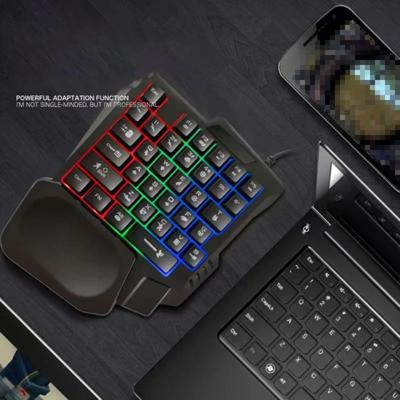 RGB Gaming Keyboard Single Hand Mini USB Ultraslim Wired 35Keys OneHandedly Backlight Keyboard For Computer PC Laptop detail
