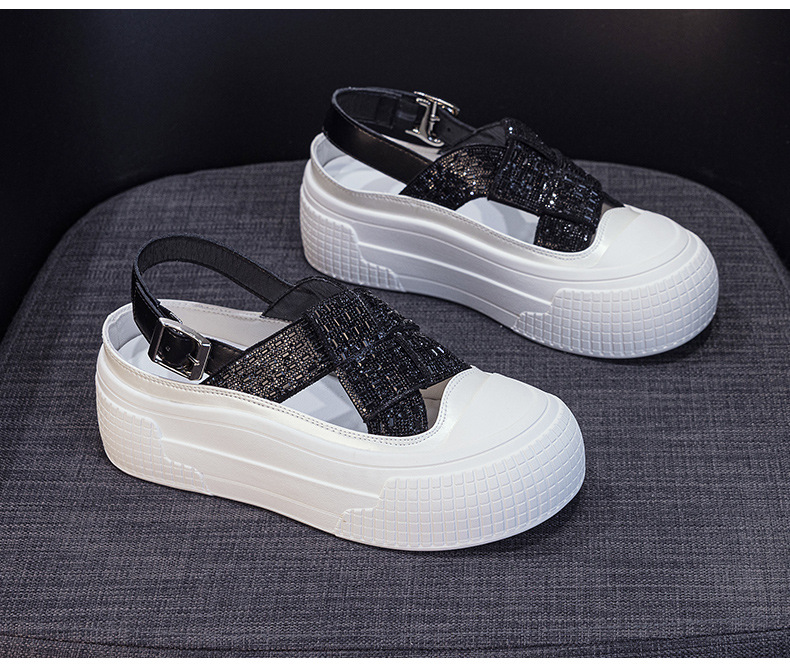 Womens Platform Sandals SlipOn Minimalist Summer New ClosedToe Bestseller Rhinestone HollowOut Breathable detail