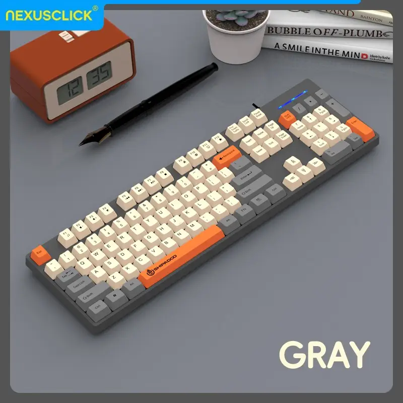 24G Wireless Office Keyboard Mouse Set104 Full Size TriColor Keycaps Ergonomic with 3 Adjustable DPI for PC Laptop product view