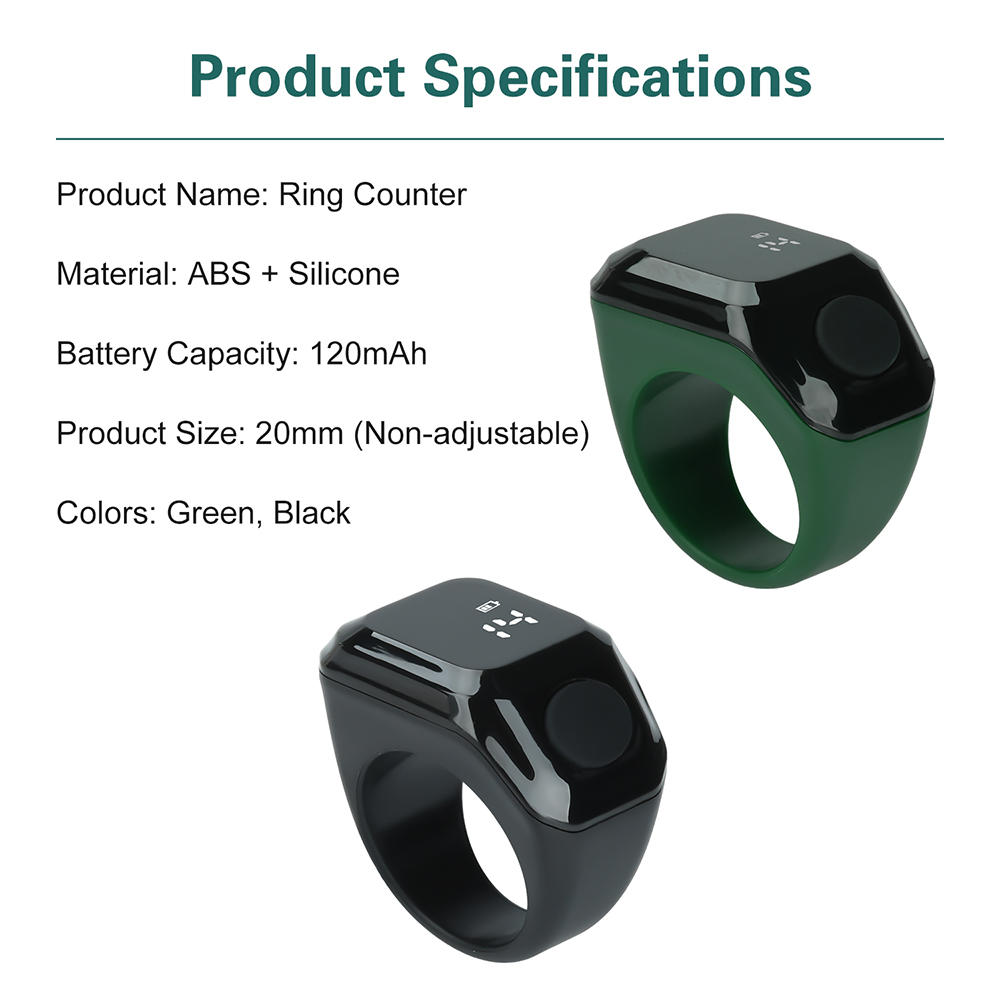 Smart APP Tally Counters Portable Digital Ring Counter Bluetooth Counting Muslims Zikr Ring Prayer Time Vibration Reminder detail