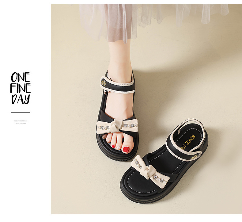 Soft Cushioned Platform Toe Casual Roman Sandals Women Summer Outdoor New Style Featuring Velcro Straps detail