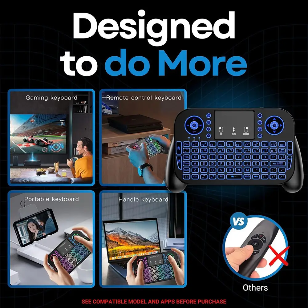 V8 24G Bluetooth Mini Keyboard 7Color Backlit Air Mouse Touchpad for Android TV Box product view