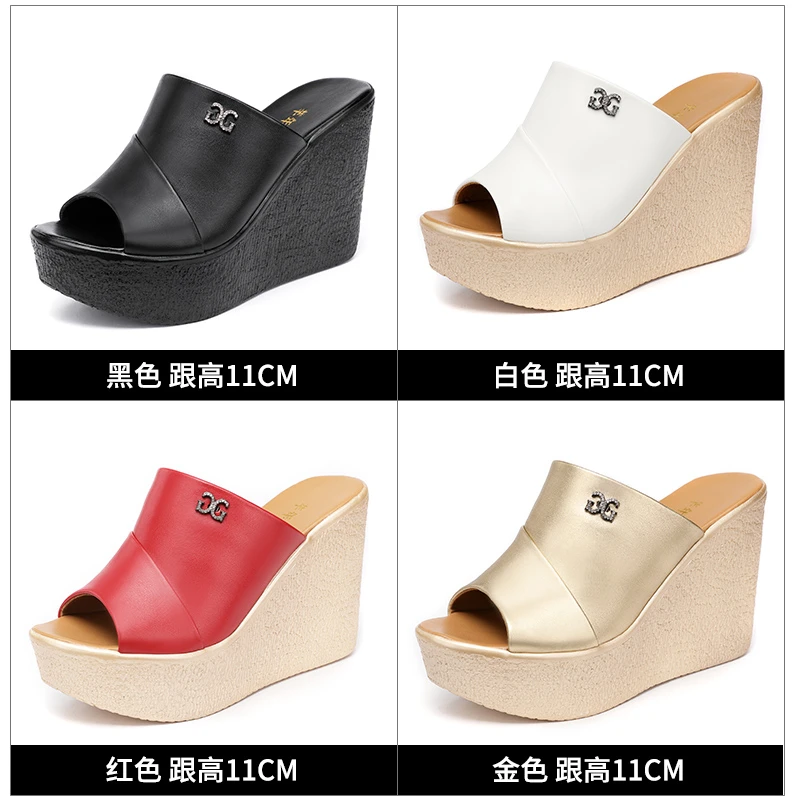 Designer Summer Ladies Slippers New Fashion Thick Sole Wedge Womens Sandals High Heel Sandal Open Toe Fish Mouth Shoes detail