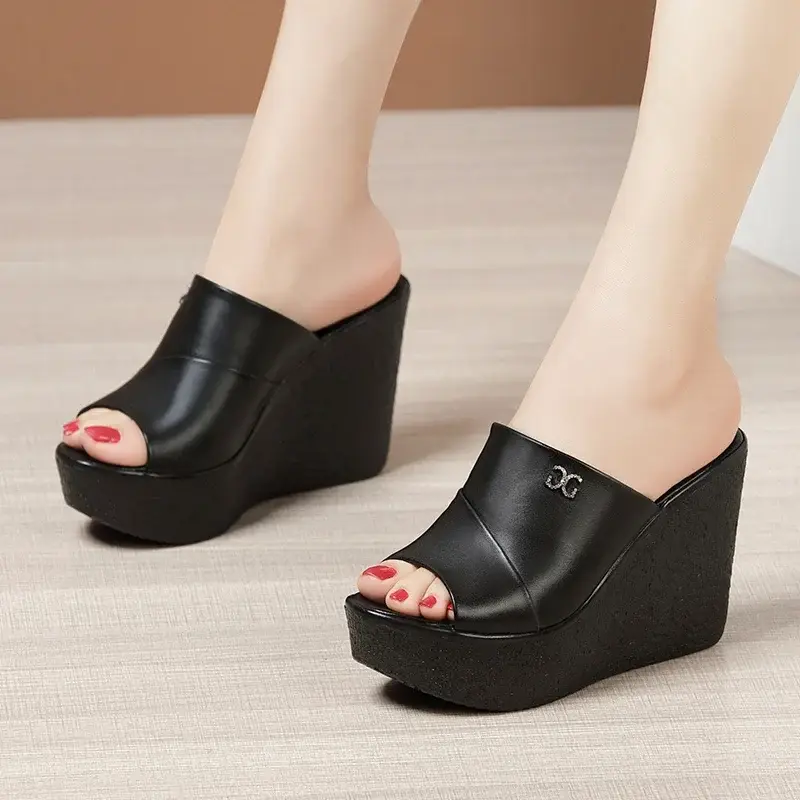 Designer Summer Ladies Slippers New Fashion Thick Sole Wedge Womens Sandals High Heel Sandal Open Toe Fish Mouth Shoes product view