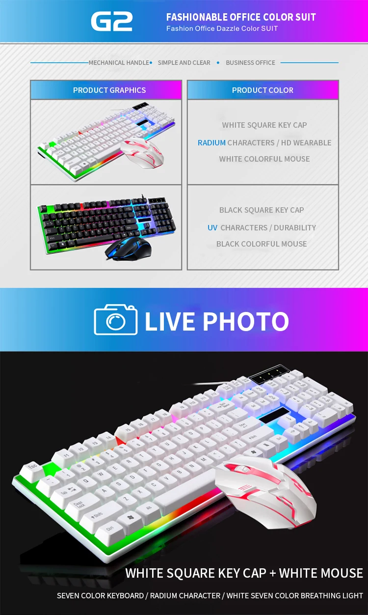 RGB Gaming Keyboard Gamer Keyboard And Mouse Kit Wired Mechanical Keyboard Gaming Keyboard And Mouse Combo For PC Gamers detail