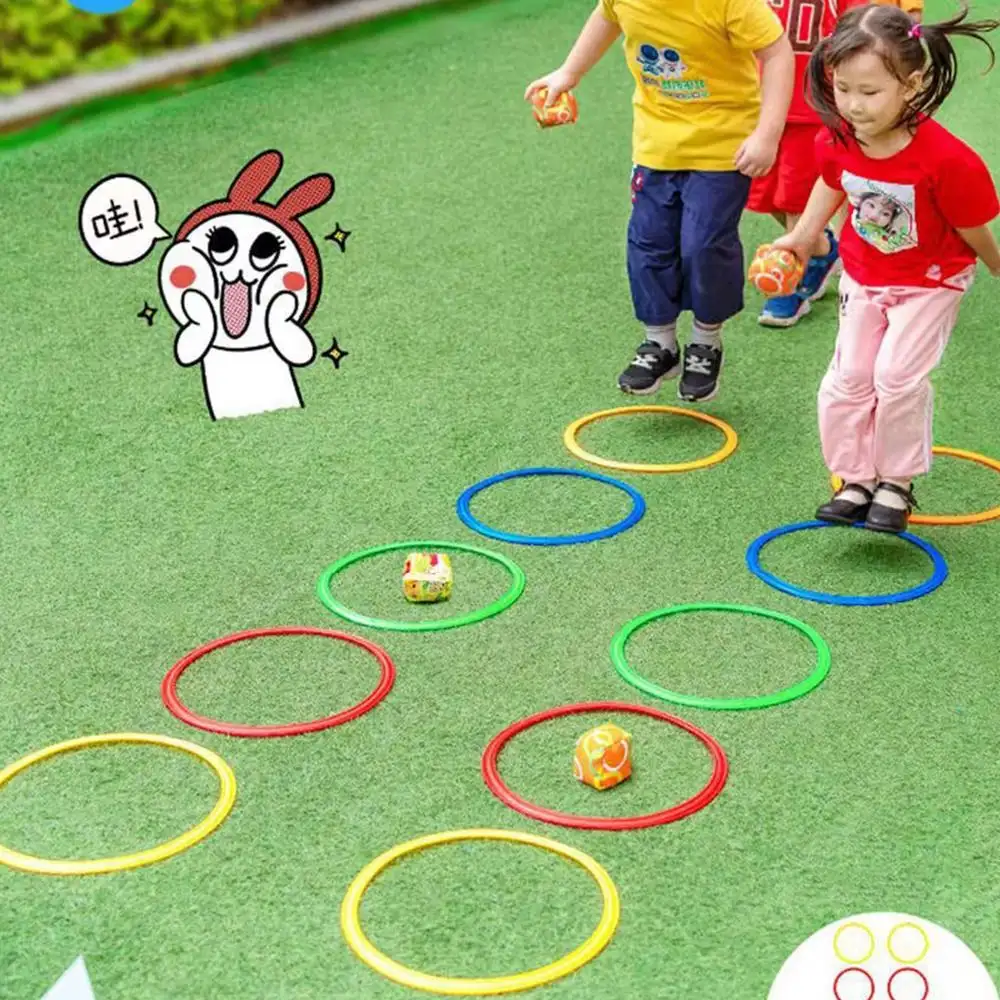 Plastic Outdoor Sport Toys Parent Child Interactive Earlyeducation Teaching Aids Physical Training Toys Lattice Jump Ring Set product view