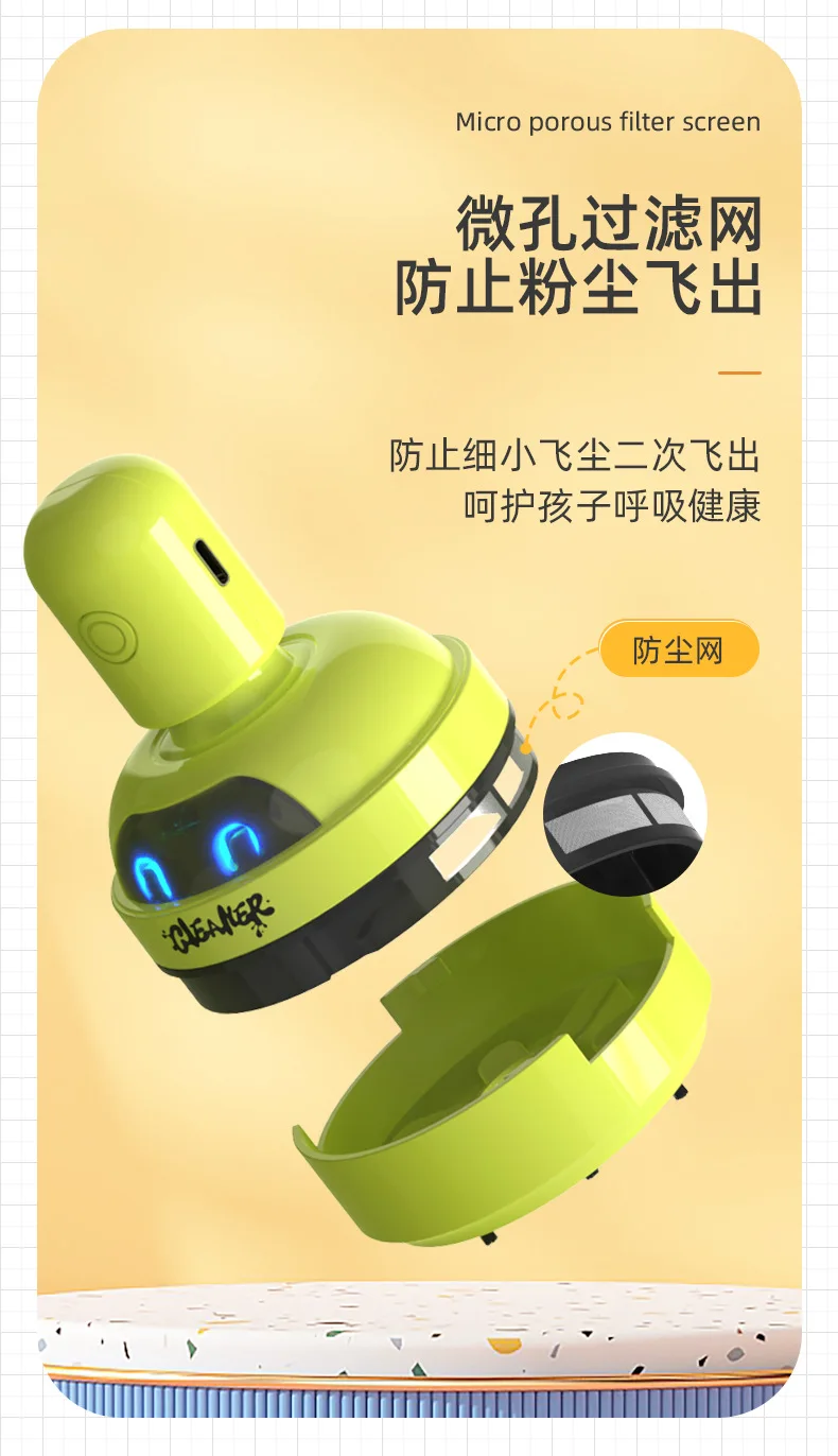 Cartoon Desktop Vacuum Cleaner for Eraser Shavings Cleaning Machine for Keyboard Cleaning and Pencil Dust Suction detail