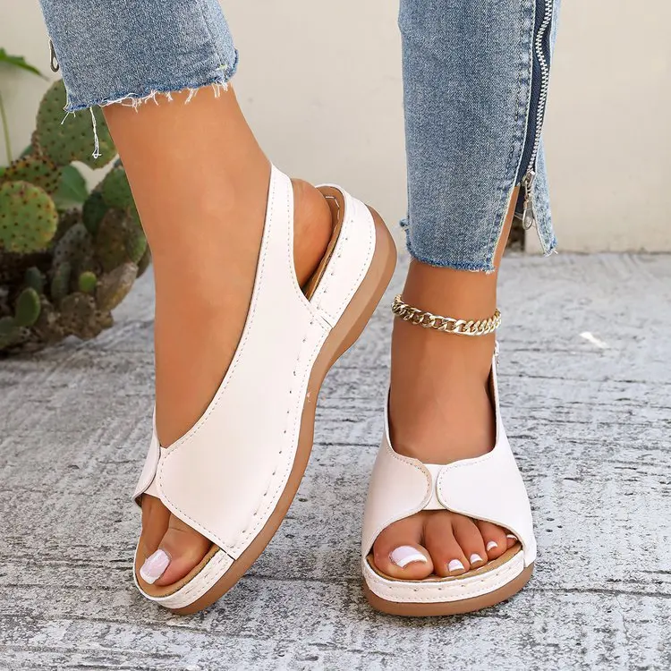 Summer Hot Selling Comfortable Thick Bottom Fish Mouth Beach Casual Sandals for Women Fashion New Elegant Slope Heel Sandals detail