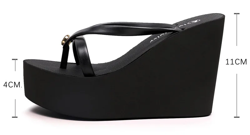 Sexy Slippers for Women in Summer High Slope Heel Shoes 11cm Thick Bottom Nonslip Womens Sandals Beach Slippers Wedge Sandals detail