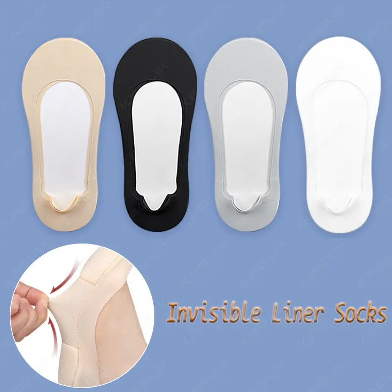 1 Pair Shock Absorbing Heel Sock Low Cut Non Slip Soft Sponge Boat Socks Invisible Anti Slip Breathable Indoor Socks