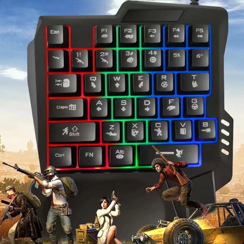 RGB Gaming Keyboard Single Hand Mini USB Ultraslim Wired 35Keys OneHandedly Backlight Keyboard For Computer PC Laptop detail