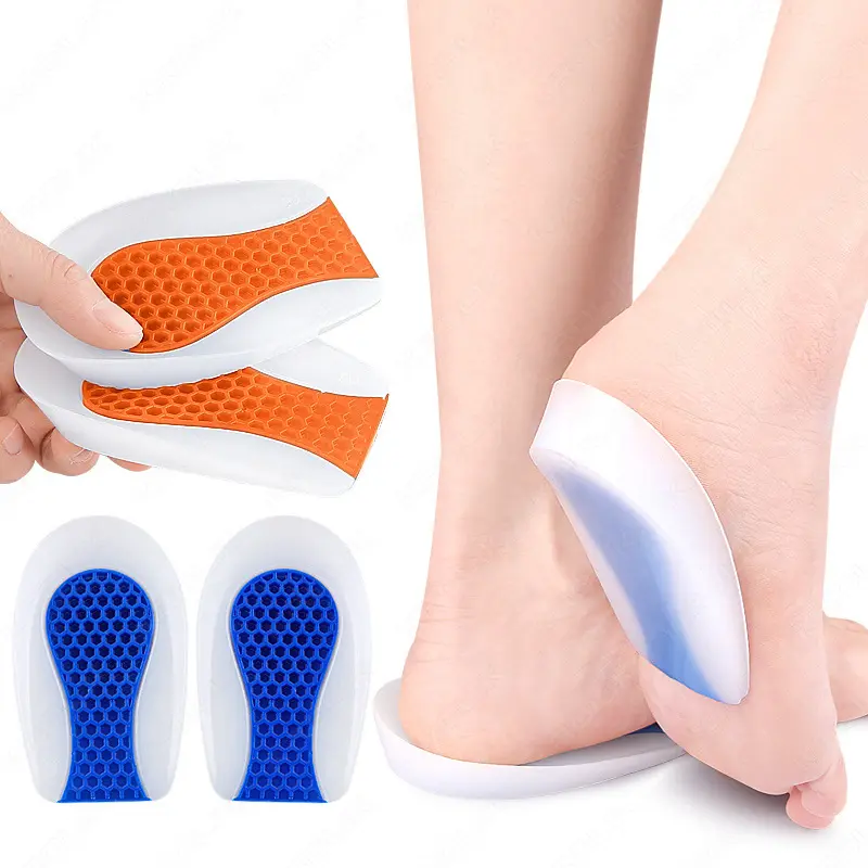 2PCS Heel Pain Relief Cushion Pad with Pu Gel Heel Cup for Anti-Spurs Shock-Absorbing Insole for Sports Shoes