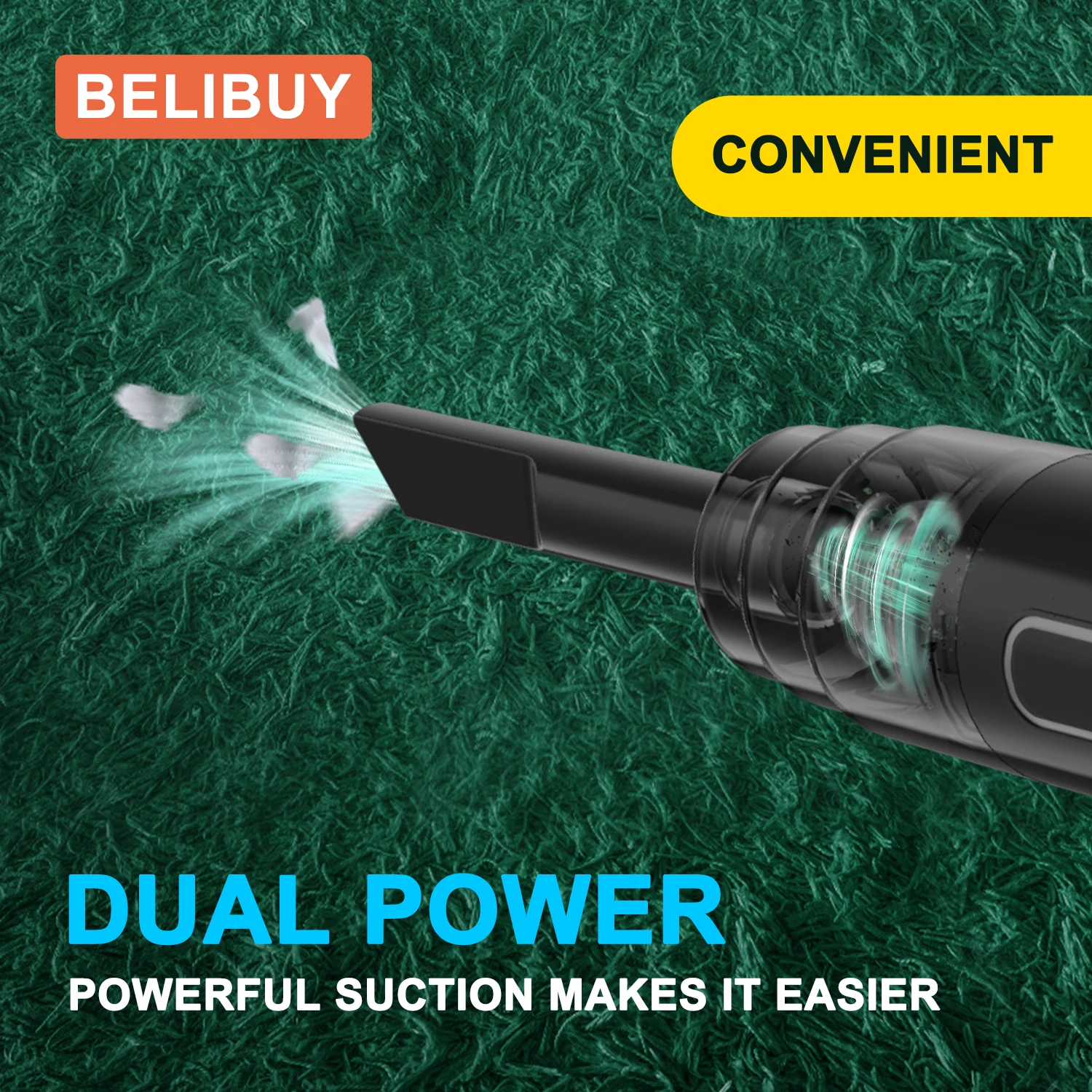 Wireless Handheld Car Vacuum Cleaner Ergonomic Handheld Design Mini Cordless Vacuum 3500Pa Strong Suction Car Home Dual Purpose Vacuum with LED Light Rechargeable Compact Vacuum for Car Sofa Keyboard Pet Hair Corner Dust Deep Cleaning detail