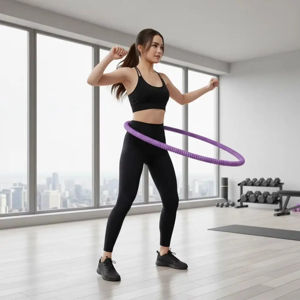 Portable Fat Burning Sports Hoop Durable Soft Spring Spring Tube Yoga Circle Adjustable Foldable Fitness Circle detail