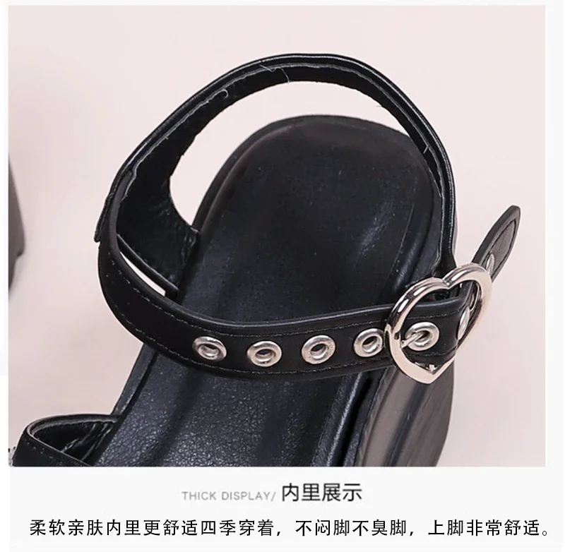 3543 Plus Size Fashion Slope Heel Women Sandals Metal Chain Decoration Female Buckle Platform Shoes Womens Sandals Tide Shoes detail