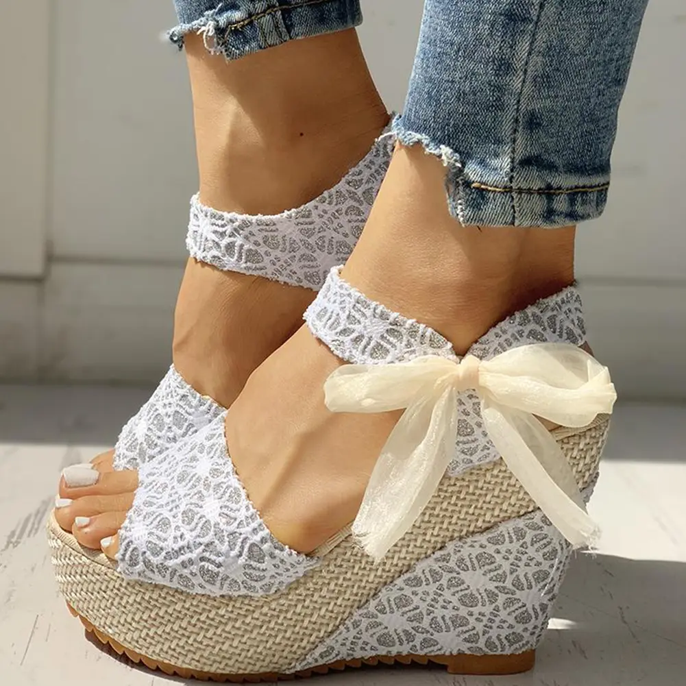 Summer Sandals Party Platform High Heels Shoes Woman Shoes Thick soled womens beach sandals with sloping heels product view