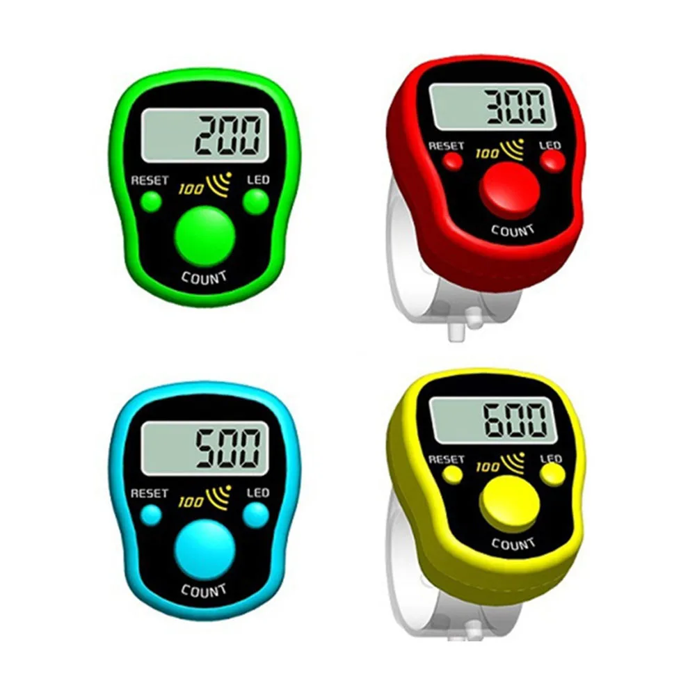 Random Color Finger Counter Digital LED Electronic Handheld Tally Counter Clicker Finger Ring Golf Digit Stitch Marker 1pcs detail