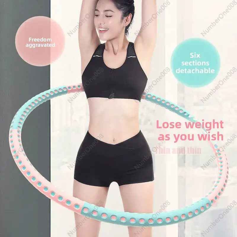 Stainless Steel Weighted Hula Hoop 6Section Detachable Fitness Hoop for Adults Abdominal Waist Trimmer for Home Workout product view