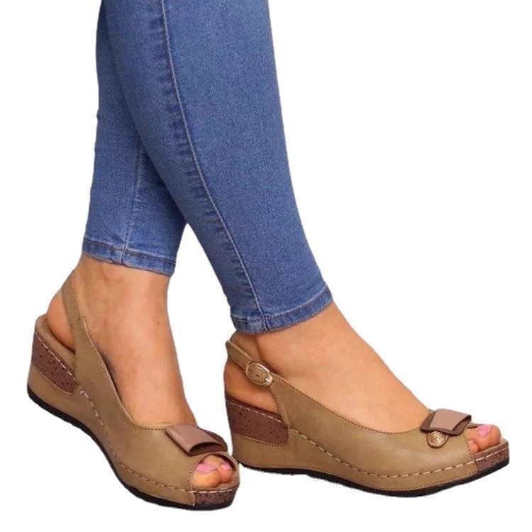Womens Plus Size Blue Sandals with Genuine Leather Lining Party Shoes for Girls product view