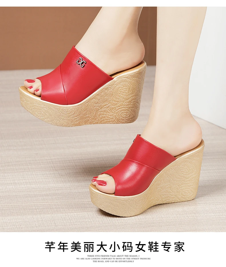 Designer Summer Ladies Slippers New Fashion Thick Sole Wedge Womens Sandals High Heel Sandal Open Toe Fish Mouth Shoes detail