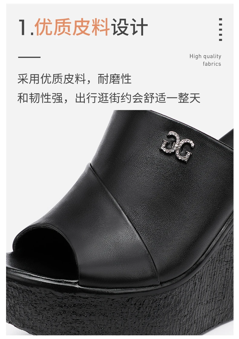 Designer Summer Ladies Slippers New Fashion Thick Sole Wedge Womens Sandals High Heel Sandal Open Toe Fish Mouth Shoes detail