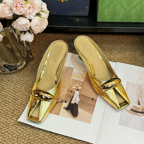 Silver Slope Heel Peep Top Sandals Fashion Open Toe Slippers Banquet Party Woman Shoes 3542 Urban Beauty Sandals detail