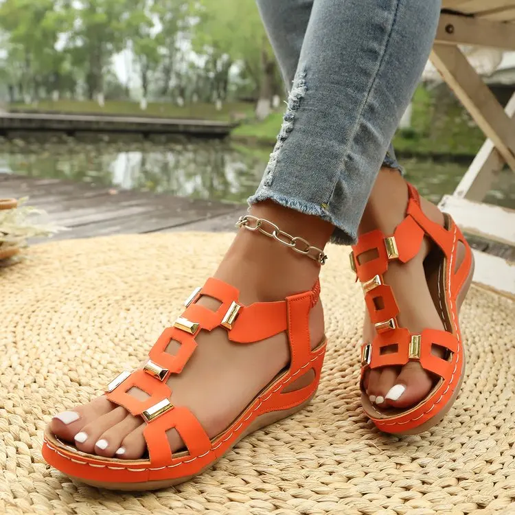 Fashion New Style Comfortable Slope Heel Beach Sandals Spring and Autumn Round Head Sexy and Elegant Casual Sandals for Womens detail