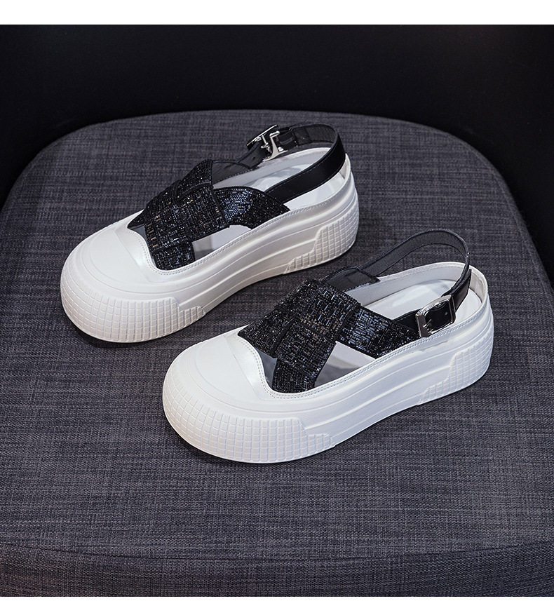 Womens Platform Sandals SlipOn Minimalist Summer New ClosedToe Bestseller Rhinestone HollowOut Breathable detail