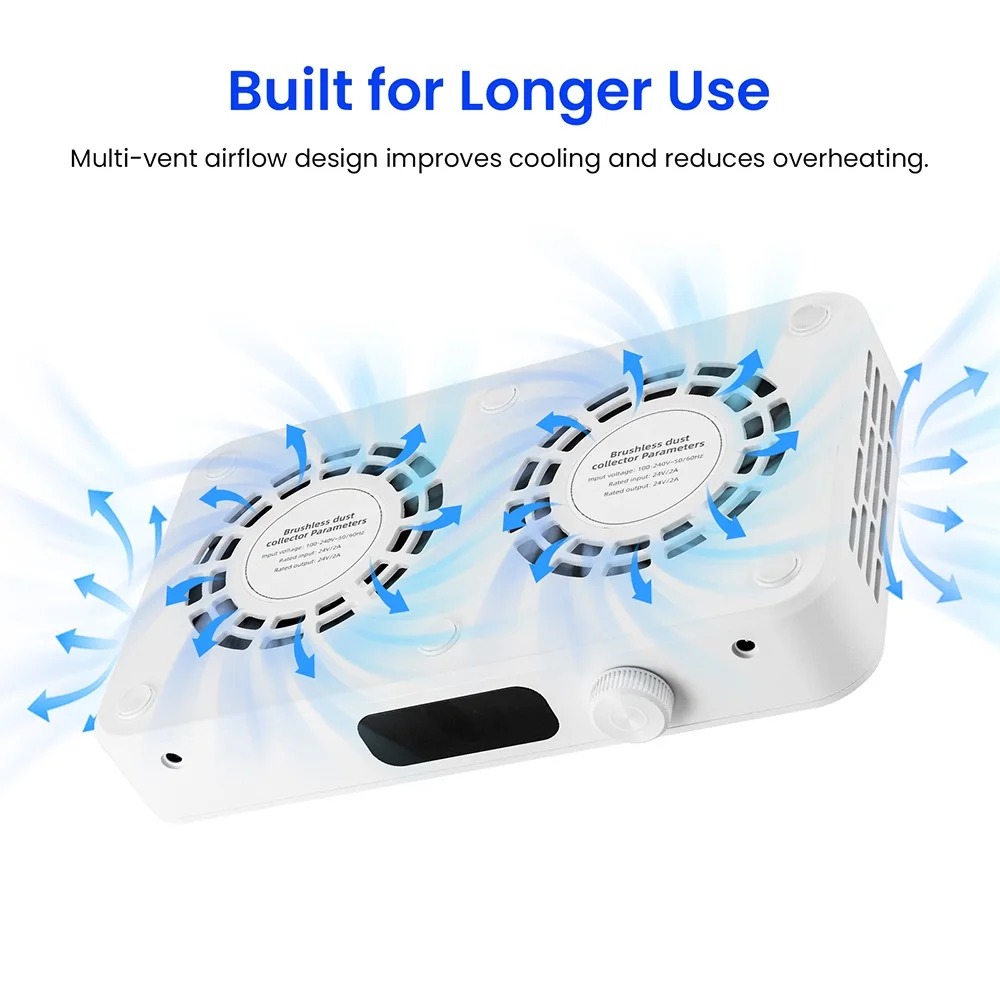 25002800300033003500rpm Speed Adjustable Brushless Nail Dust Extractor Powerful Twin Turbo Vacuum Nail Dust Collector detail